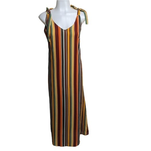New Look Dress Sleeveless V-Neck Lightweight Maxi Adjustable Straps Multicolor M - Picture 1 of 5